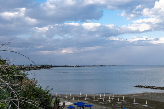 View of Faros Beach in Pervolia, Larnaka District, Cyprus