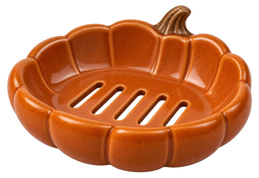Pumpkin shaped ceramic soap dish