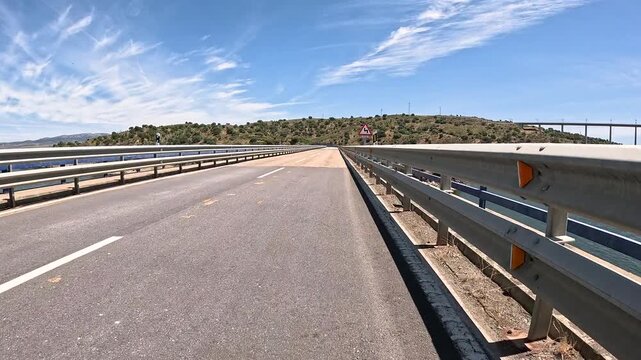 N-630 road at Embalse de Alcantara, province of Caceres, Extremadura, Spain