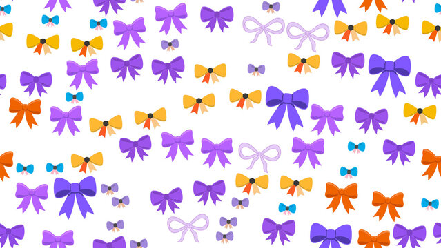 Seamless pattern of assorted flat bows