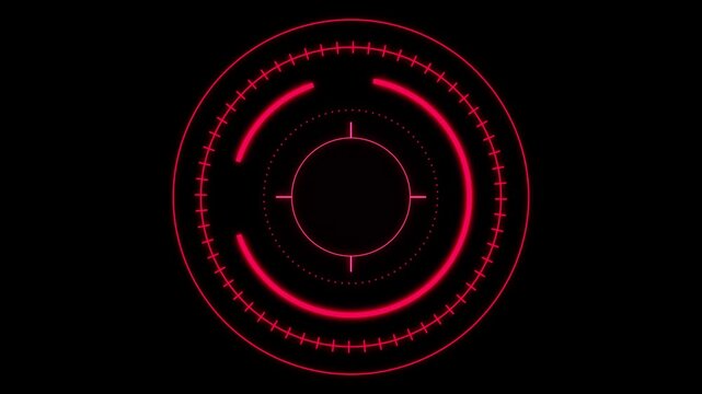 Red Futuristic Sci-Fi HUD Crosshair Targeting Reticle Loop Animation