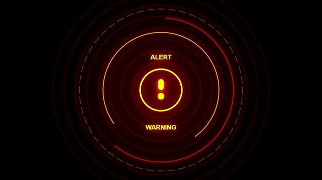 Sci-Fi Futuristic Warning HUD Alert Interface with Flashing Exclamation Mark Icon