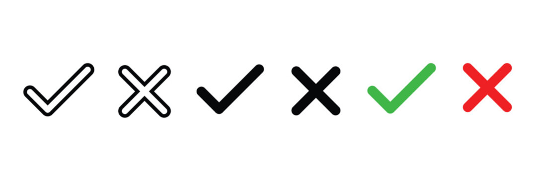 Check mark and cross mark icons, vector illustration