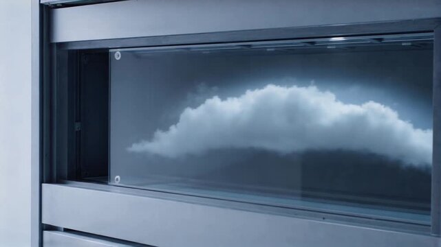 Digital cloud partition sliding into a shared frame