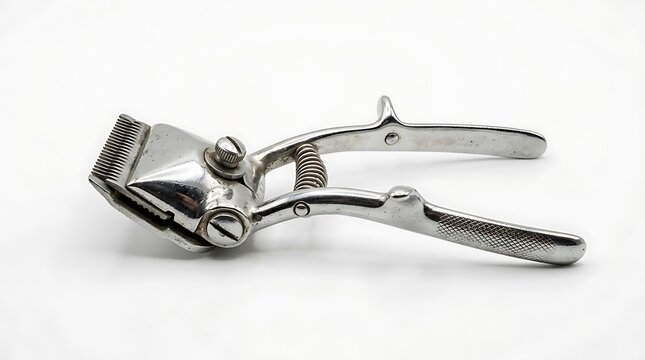 Vintage manual hair clippers for barber and grooming isolated on white background