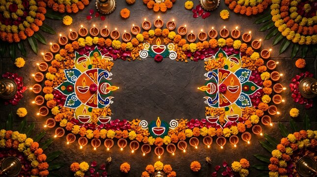 A vibrant and dazzling aerial view of a large scale diwali celebration showcasing the festival of lights in full splendor and joyous