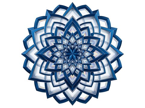 Sapphire blue geometric rosette with layered petal-like segments
