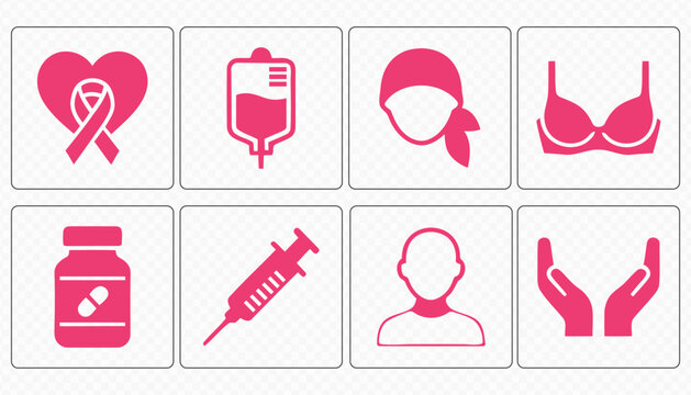 Breast Cancer Awareness Medical Support Vector Icons