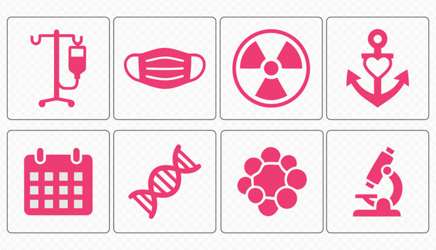 Breast Cancer Prevention and Healthcare Icon Collection