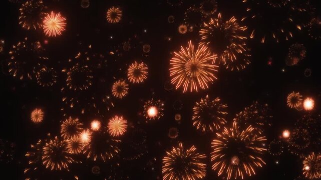 煌めく小花火の群れ 花火動画素材 4Kループ