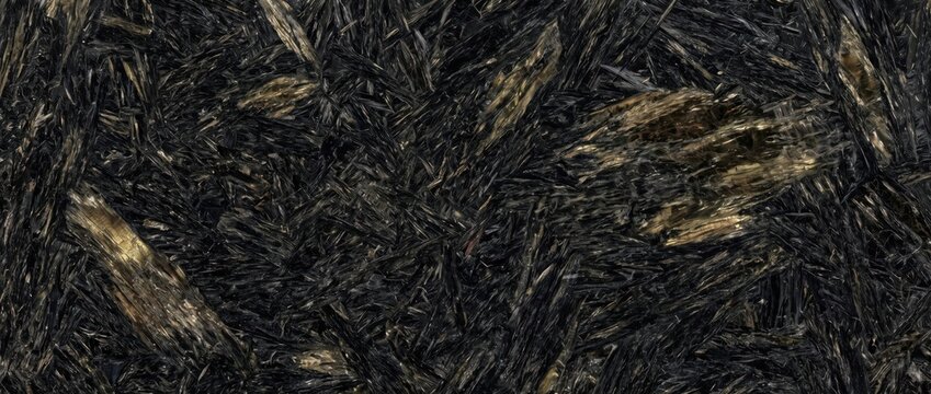 Close-up view of compressed oriented strand board with dark wood fibers and brown undertones