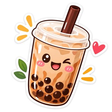 Cute Boba Milk Tea Drink Sticker