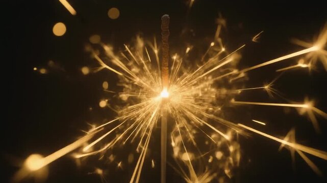 スローモーションの金の花火 花火動画素材 4Kループ