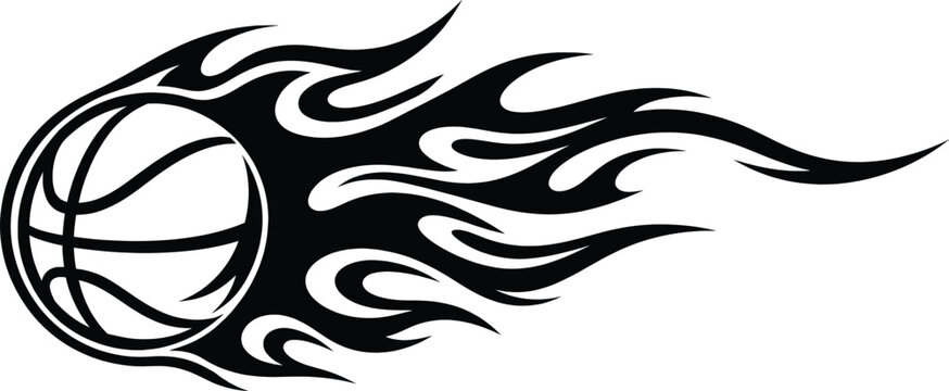 Flaming Basketball Vector Illustration Dynamic Sports Ball Fire Flame Graphic Design.