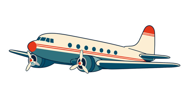 Vintage propeller passenger airplane with red stripes