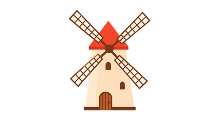 Fototapeta premium Traditional windmill with four lattice sails and a red cap