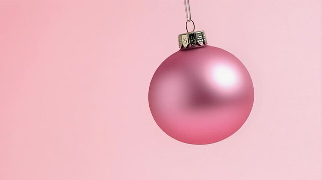 Pink Christmas Bauble Hanging and Turning Slowly