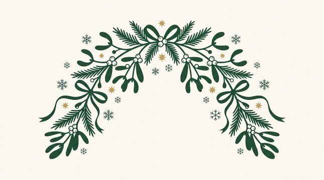 Elemen hiasan natal bentuk vektor lengkungan mistletoe