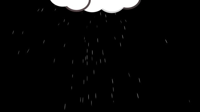 cartoon cloud raining drops on a black background
