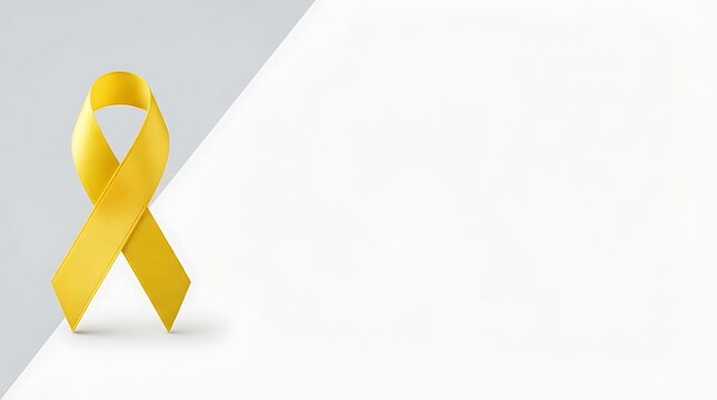 Yellow awareness ribbon for mental health support on white background