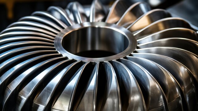 Detailed close-up of industrial pump impeller with blades
