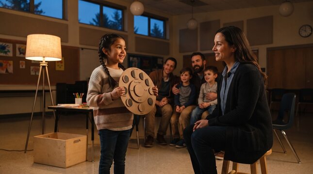 Young student shares her completed moon phase wheel