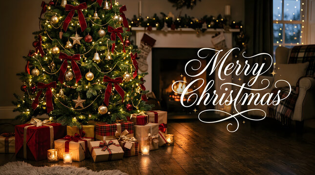 A beautifully decorated christmas tree brings warmth and festive cheer to a cozy home setting