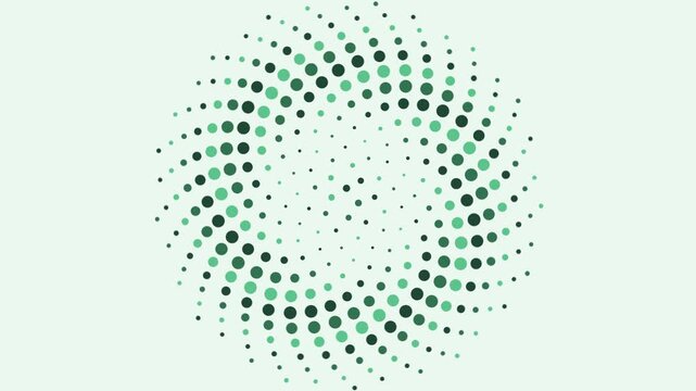 Green spiral of dots swirling like a sunflower seamless loop