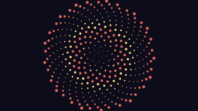 Golden spiral of dots swirling like a sunflower seamless loop