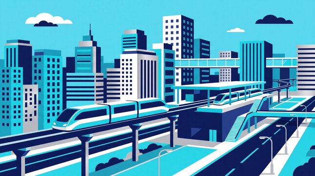 Modern transportasi publik kota masa depan dalam bentuk vektor