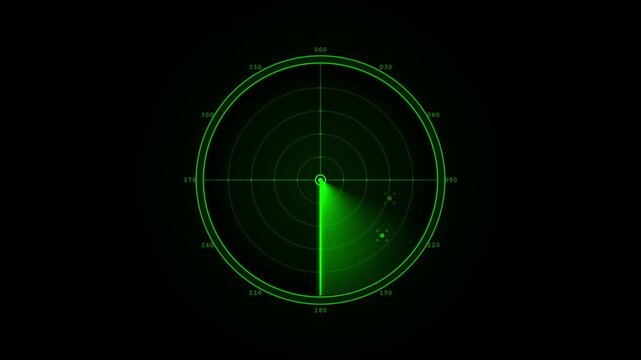 green military radar screen sweep with target blips