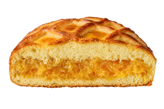Salvadoran semita de pi&ntilde;a breakfast pastry slice with golden crumbly Isolated on White Background