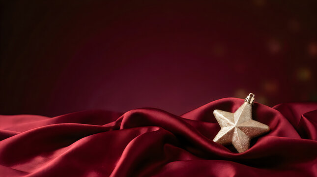 Elegant red velvet drapery with a delicate star ornament