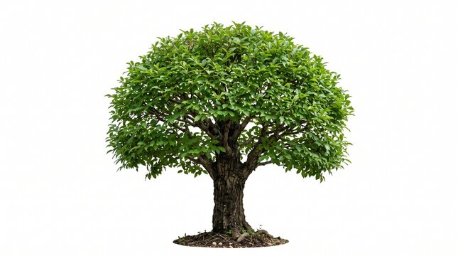 Small green leafy tree with a thick trunk