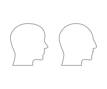 Human Head Profiles Outline Vector for Avatar and Communication.
