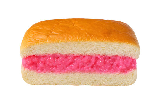 Filipino pan de regla bakery bread with soft rectangular golden roll Isolated on White Background
