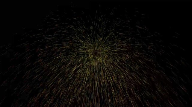 Golden sparks particle fountain explosion loop on black background
