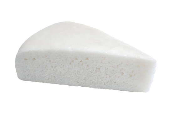 Kerala vattayappam steamed rice cake wedge with bright white airy ferm Isolated on White Background