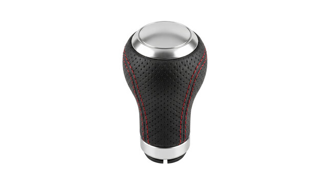Leather Car Gear Shift Knob With Red Stitching Detail
