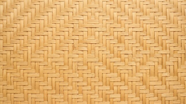 Full frame close-up of woven bamboo texture, diagonal pattern