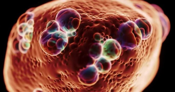 Microscopic View of Biological Cell Division and Cellular Growth