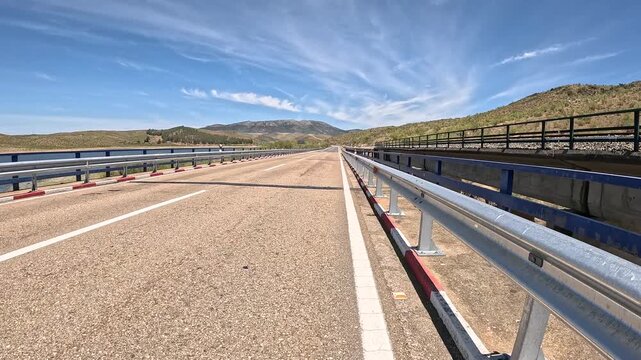 N-630 road at Embalse de Alcantara, arroyo de la Cabrera, province of Caceres, Extremadura, Spain