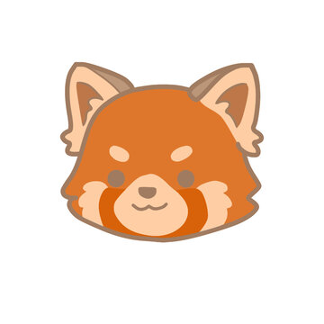 Cute cartoon red panda face icon vector illustration isolated on white background