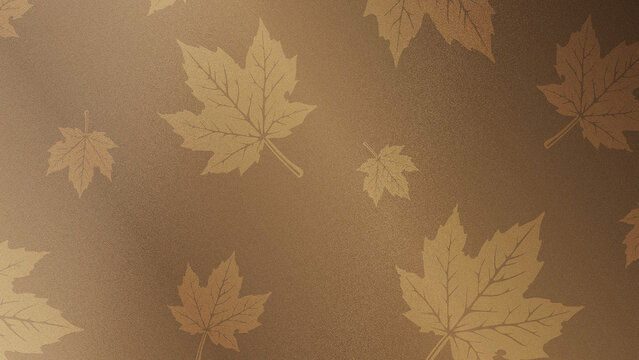 Luxurious monochromatic brown gradient background featuring a seamless autumn maple leaves motif with grain particle effect, perfect for premium seasonal designs and elegant backdrops.
