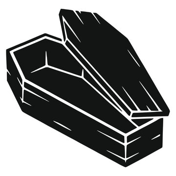 Scary coffin silhouette vector illustration
