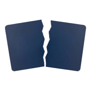 Photo-realistic Broken Blue Plastic Card Representing Business Crisis, Division, Damage, and Failure