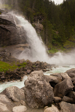 Powerful waterfall with high water flow