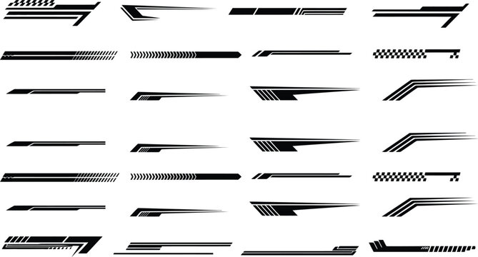 racing car stickers vector set vehicle decals and sports graphics for tuning