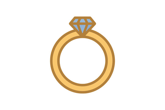Gold Diamond Engagement Ring Icon