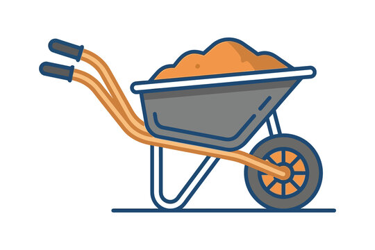 Wheelbarrow Filled with Soil Vector Illustration
